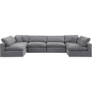Meridian Comfy Grey Velvet Modular Sectional IMAGE 4