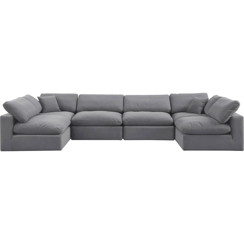Meridian Comfy Grey Velvet Modular Sectional IMAGE 4