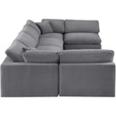 Meridian Comfy Grey Velvet Modular Sectional IMAGE 5