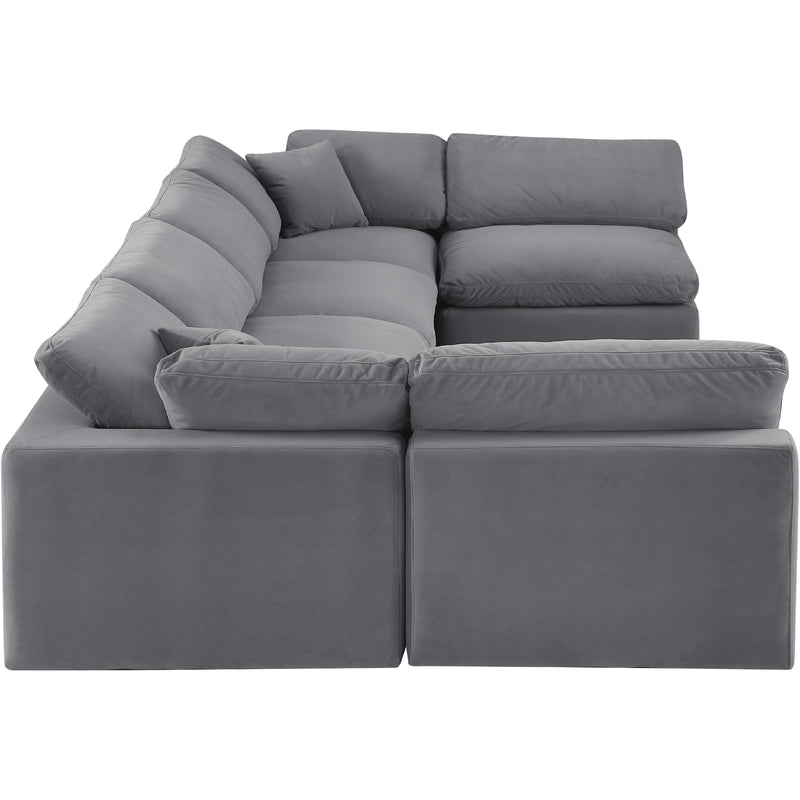 Meridian Comfy Grey Velvet Modular Sectional IMAGE 5