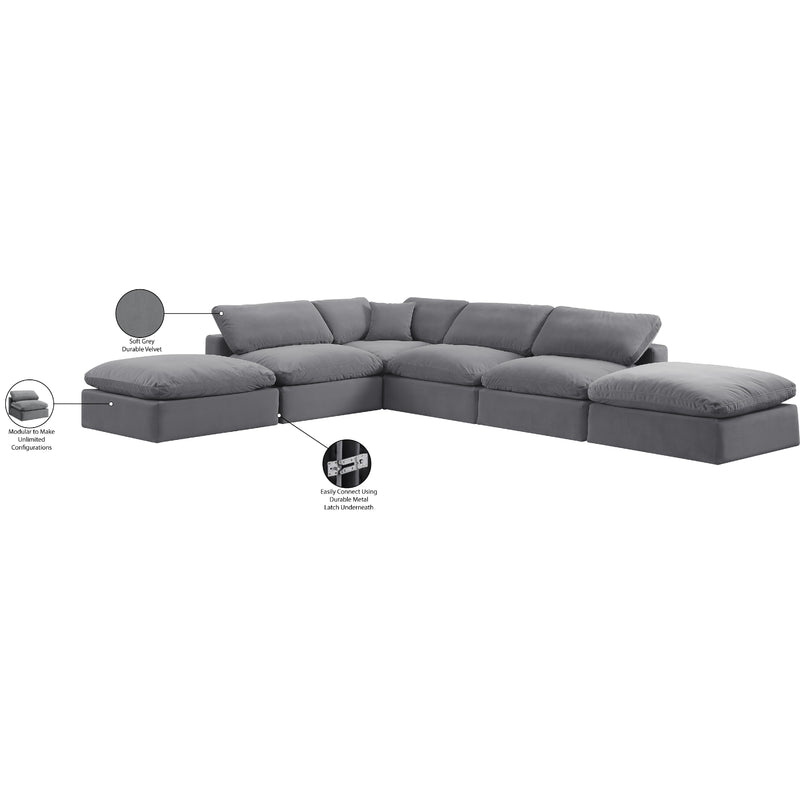 Meridian Comfy Grey Velvet Modular Sectional IMAGE 11