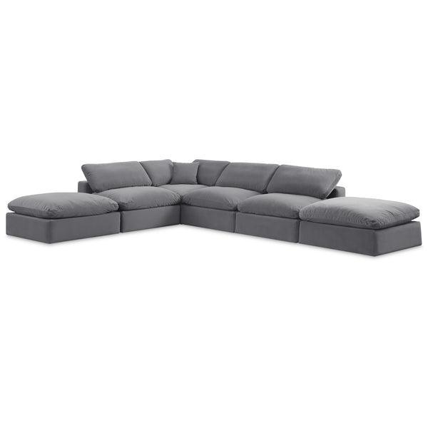 Meridian Comfy Grey Velvet Modular Sectional IMAGE 1