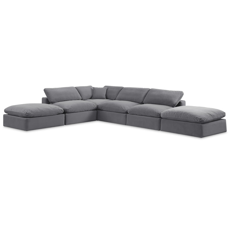 Meridian Comfy Grey Velvet Modular Sectional IMAGE 1