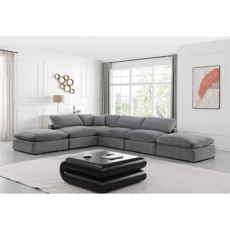 Meridian Comfy Grey Velvet Modular Sectional IMAGE 2
