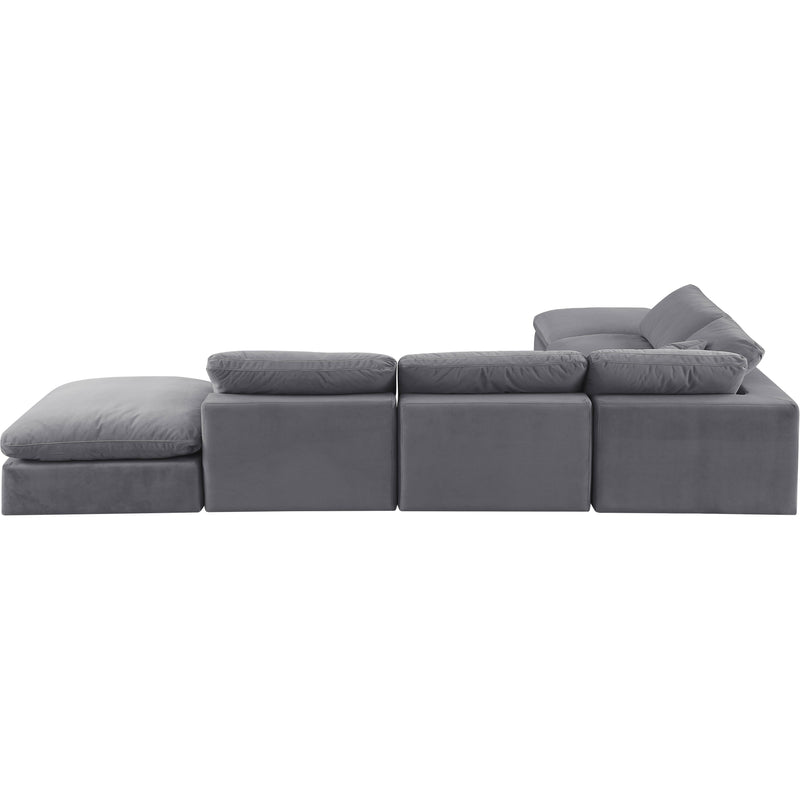 Meridian Comfy Grey Velvet Modular Sectional IMAGE 3