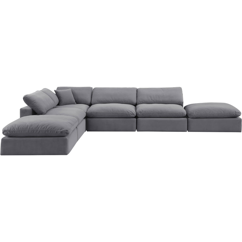 Meridian Comfy Grey Velvet Modular Sectional IMAGE 4