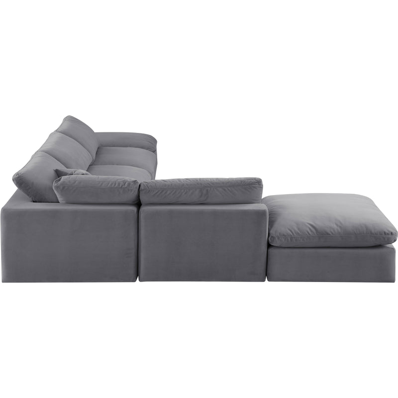 Meridian Comfy Grey Velvet Modular Sectional IMAGE 5