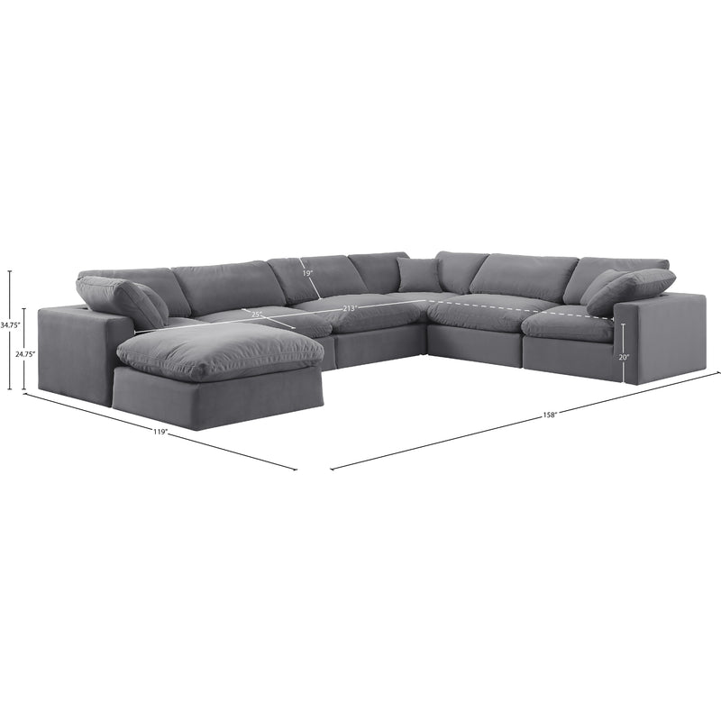 Meridian Comfy Grey Velvet Modular Sectional IMAGE 10