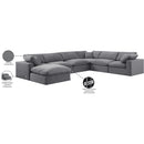 Meridian Comfy Grey Velvet Modular Sectional IMAGE 11