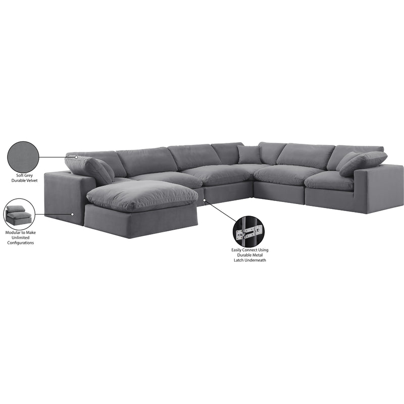 Meridian Comfy Grey Velvet Modular Sectional IMAGE 11