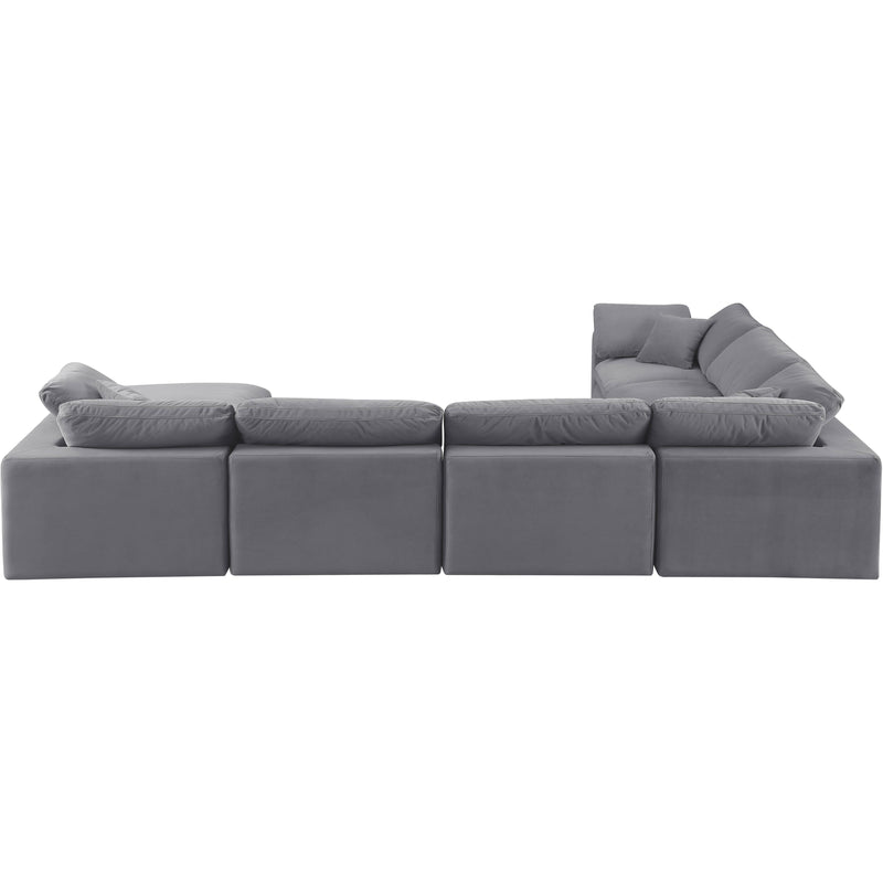 Meridian Comfy Grey Velvet Modular Sectional IMAGE 3