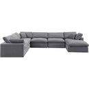 Meridian Comfy Grey Velvet Modular Sectional IMAGE 4