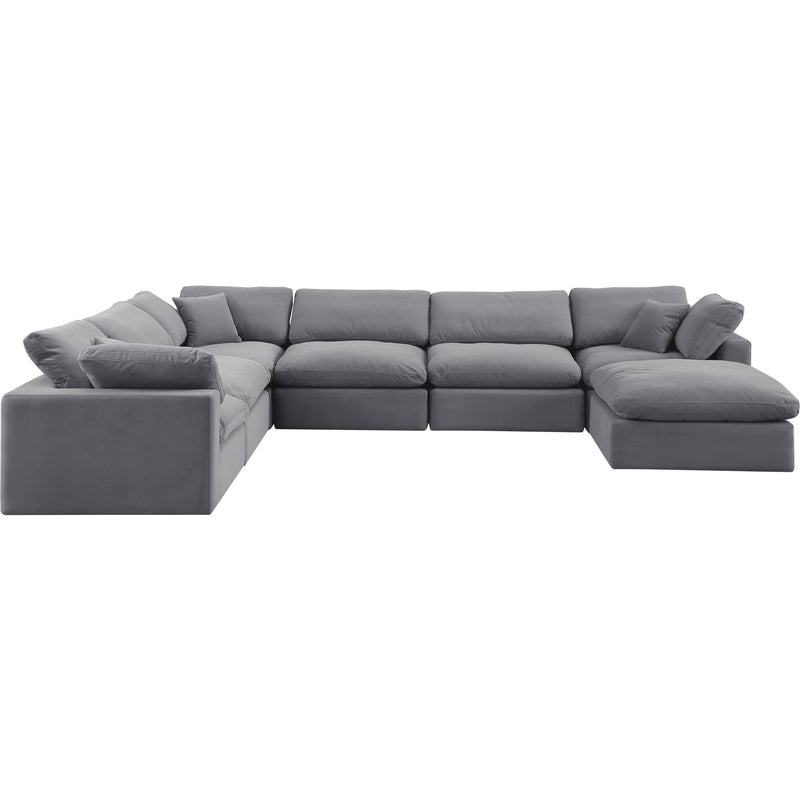 Meridian Comfy Grey Velvet Modular Sectional IMAGE 4