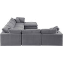 Meridian Comfy Grey Velvet Modular Sectional IMAGE 5