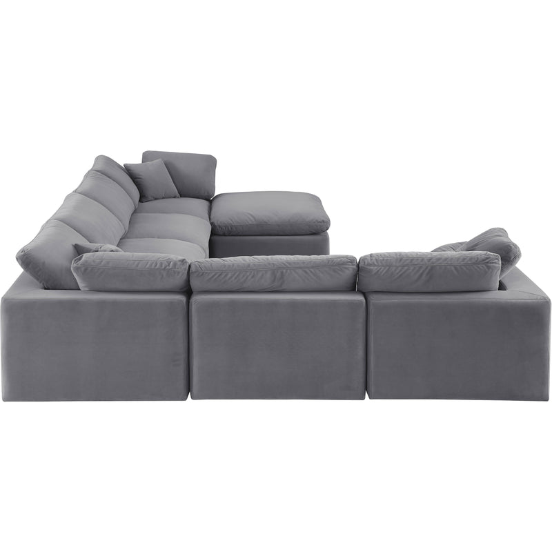 Meridian Comfy Grey Velvet Modular Sectional IMAGE 5