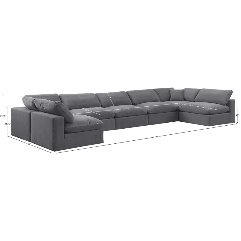 Meridian Comfy Grey Velvet Modular Sectional IMAGE 10