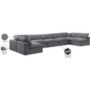 Meridian Comfy Grey Velvet Modular Sectional IMAGE 11