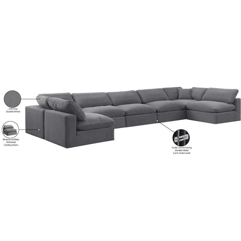 Meridian Comfy Grey Velvet Modular Sectional IMAGE 11