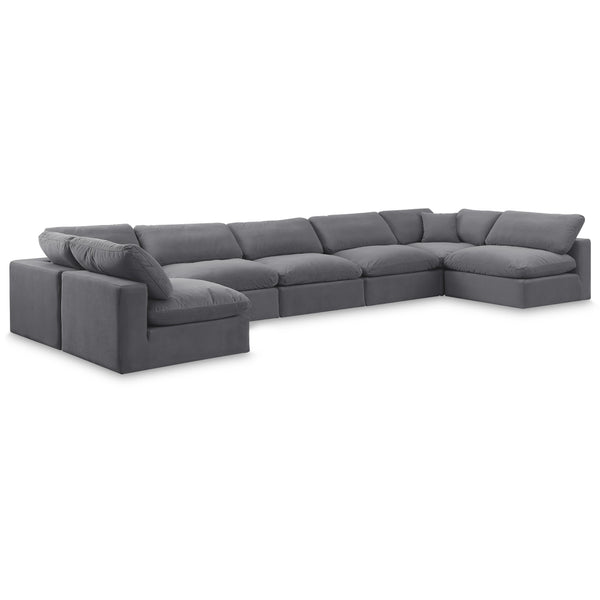Meridian Comfy Grey Velvet Modular Sectional IMAGE 1