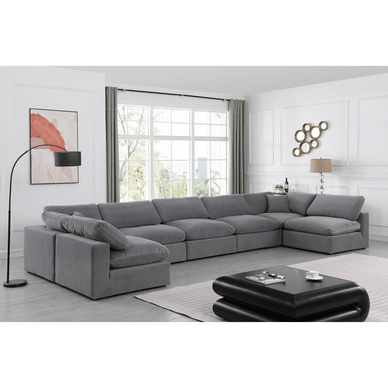 Meridian Comfy Grey Velvet Modular Sectional IMAGE 2