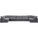 Meridian Comfy Grey Velvet Modular Sectional IMAGE 4