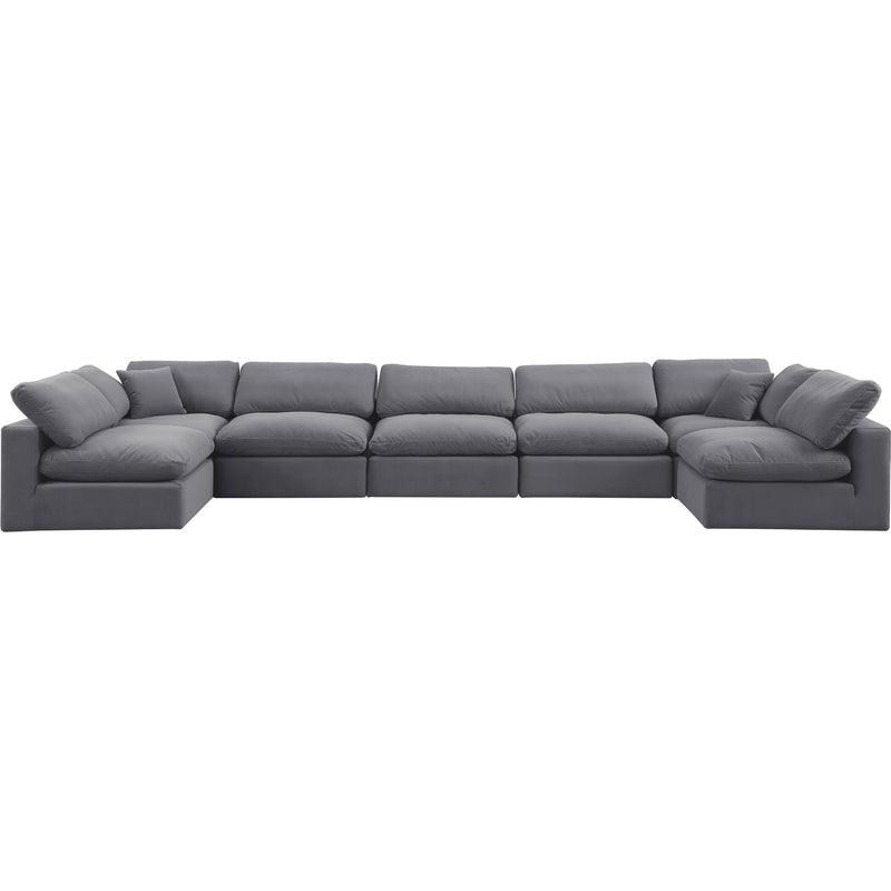 Meridian Comfy Grey Velvet Modular Sectional IMAGE 4