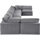 Meridian Comfy Grey Velvet Modular Sectional IMAGE 5