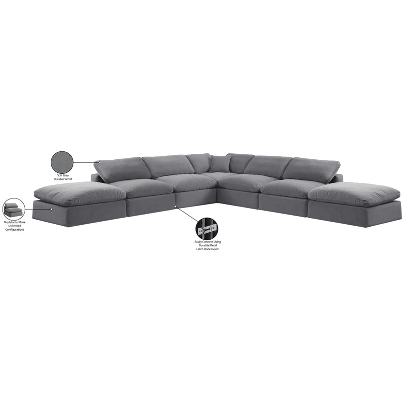 Meridian Comfy Grey Velvet Modular Sectional IMAGE 11