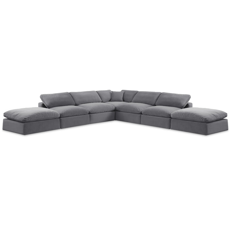 Meridian Comfy Grey Velvet Modular Sectional IMAGE 1