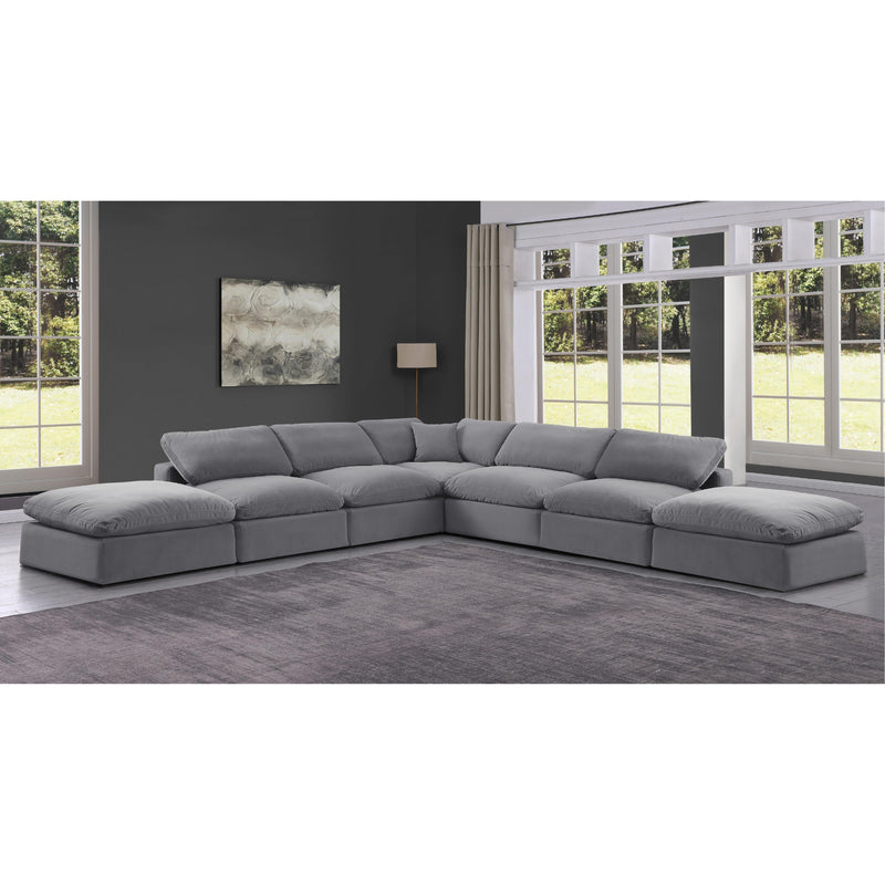 Meridian Comfy Grey Velvet Modular Sectional IMAGE 2