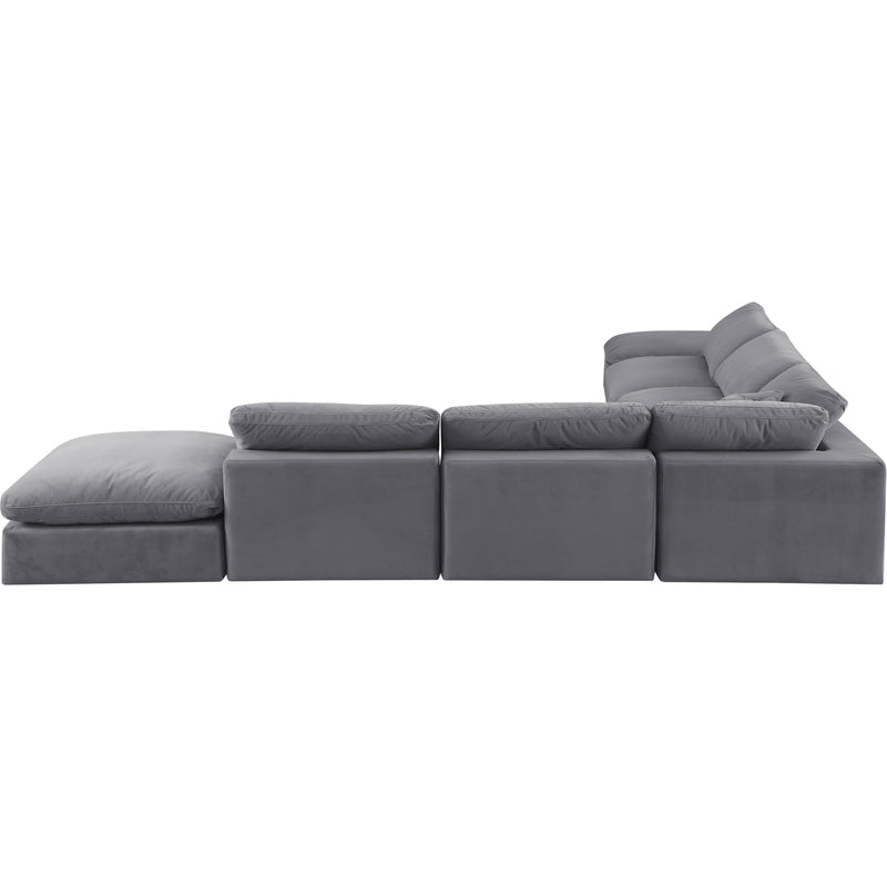 Meridian Comfy Grey Velvet Modular Sectional IMAGE 3