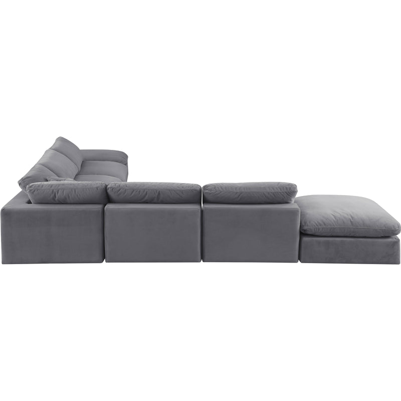 Meridian Comfy Grey Velvet Modular Sectional IMAGE 4