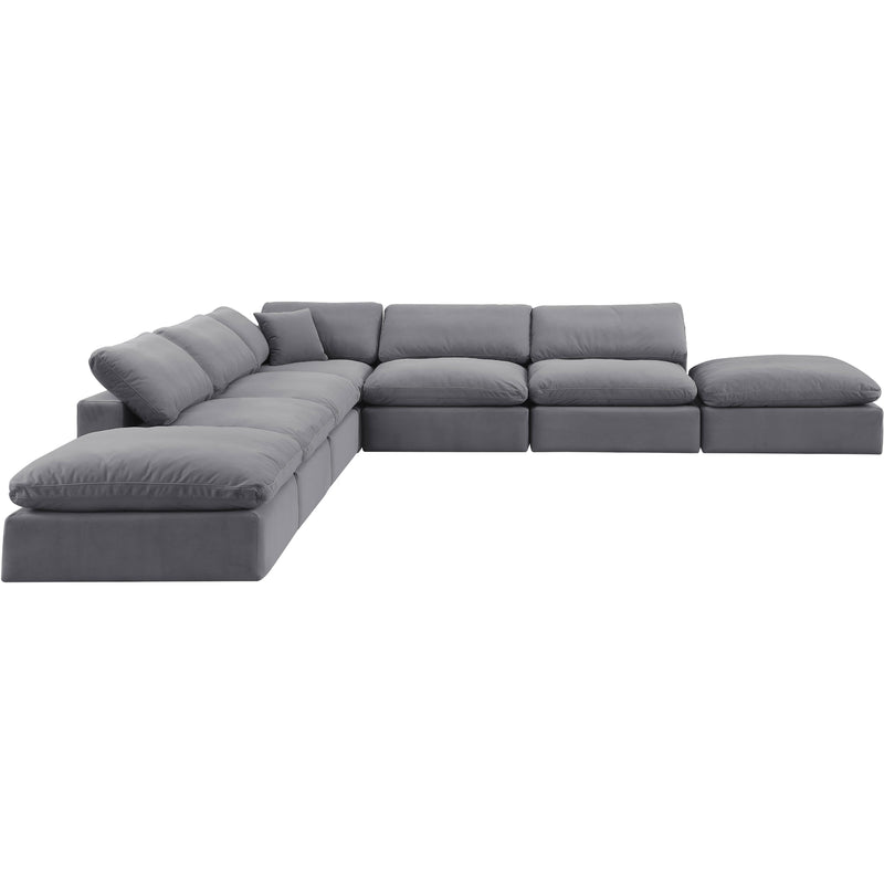 Meridian Comfy Grey Velvet Modular Sectional IMAGE 5