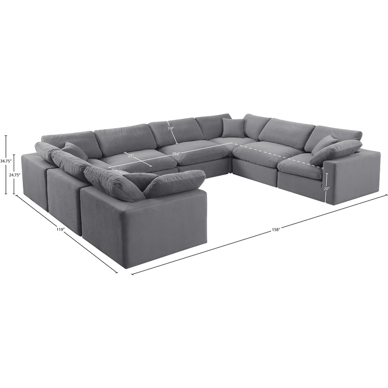 Meridian Comfy Grey Velvet Modular Sectional IMAGE 10