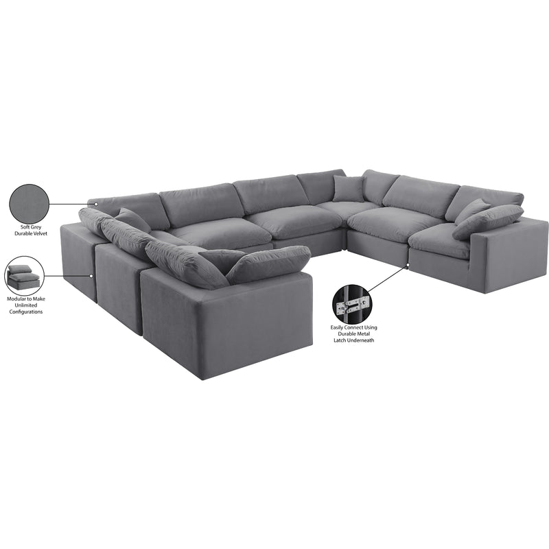 Meridian Comfy Grey Velvet Modular Sectional IMAGE 11