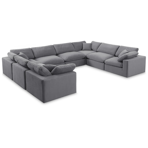 Meridian Comfy Grey Velvet Modular Sectional IMAGE 1