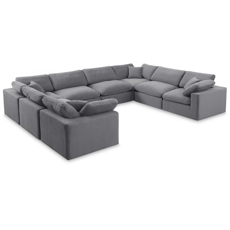 Meridian Comfy Grey Velvet Modular Sectional IMAGE 1