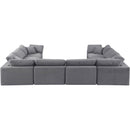 Meridian Comfy Grey Velvet Modular Sectional IMAGE 3