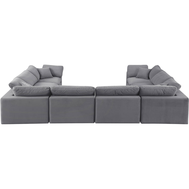 Meridian Comfy Grey Velvet Modular Sectional IMAGE 3