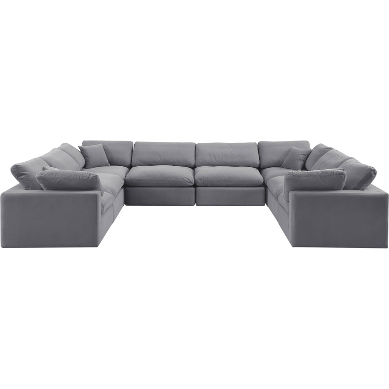 Meridian Comfy Grey Velvet Modular Sectional IMAGE 4