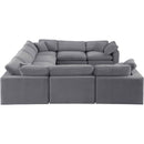 Meridian Comfy Grey Velvet Modular Sectional IMAGE 5
