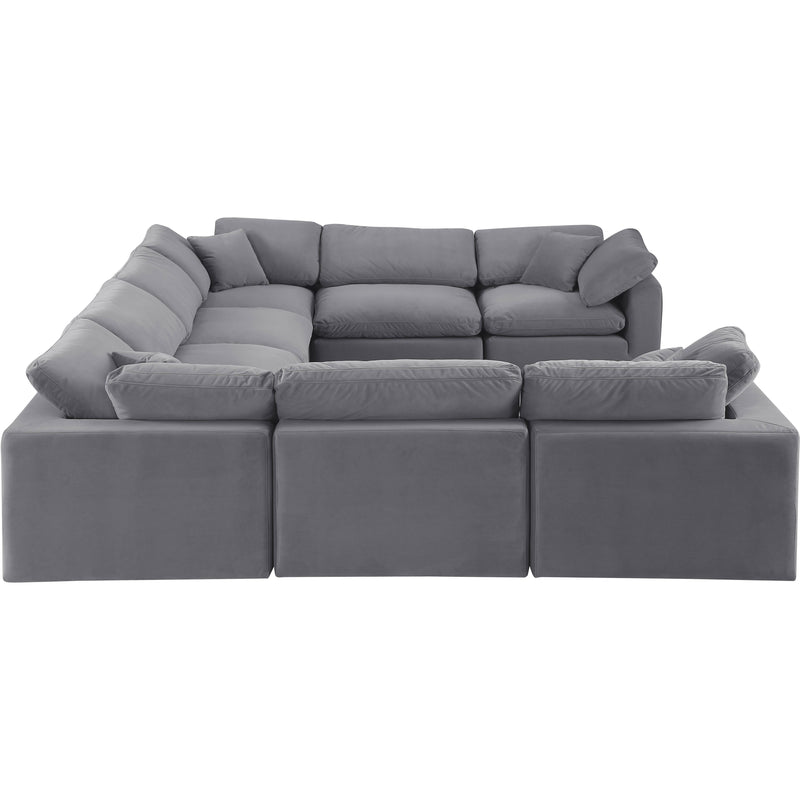Meridian Comfy Grey Velvet Modular Sectional IMAGE 5