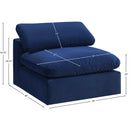 Meridian Comfy Navy Velvet Modular Armless Chair IMAGE 10