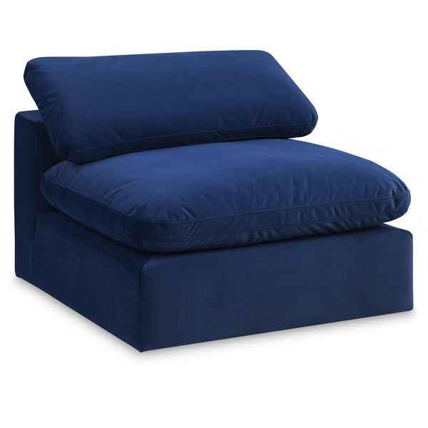 Meridian Comfy Navy Velvet Modular Armless Chair IMAGE 1