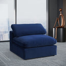 Meridian Comfy Navy Velvet Modular Armless Chair IMAGE 2