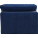 Meridian Comfy Navy Velvet Modular Armless Chair IMAGE 3
