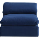 Meridian Comfy Navy Velvet Modular Armless Chair IMAGE 4