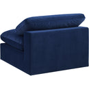 Meridian Comfy Navy Velvet Modular Armless Chair IMAGE 6