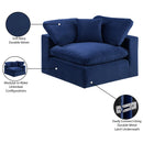 Meridian Comfy Navy Velvet Modular Corner Chair IMAGE 13