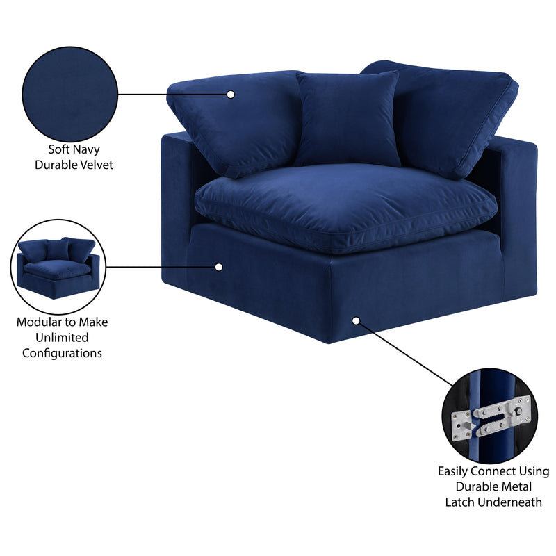 Meridian Comfy Navy Velvet Modular Corner Chair IMAGE 13